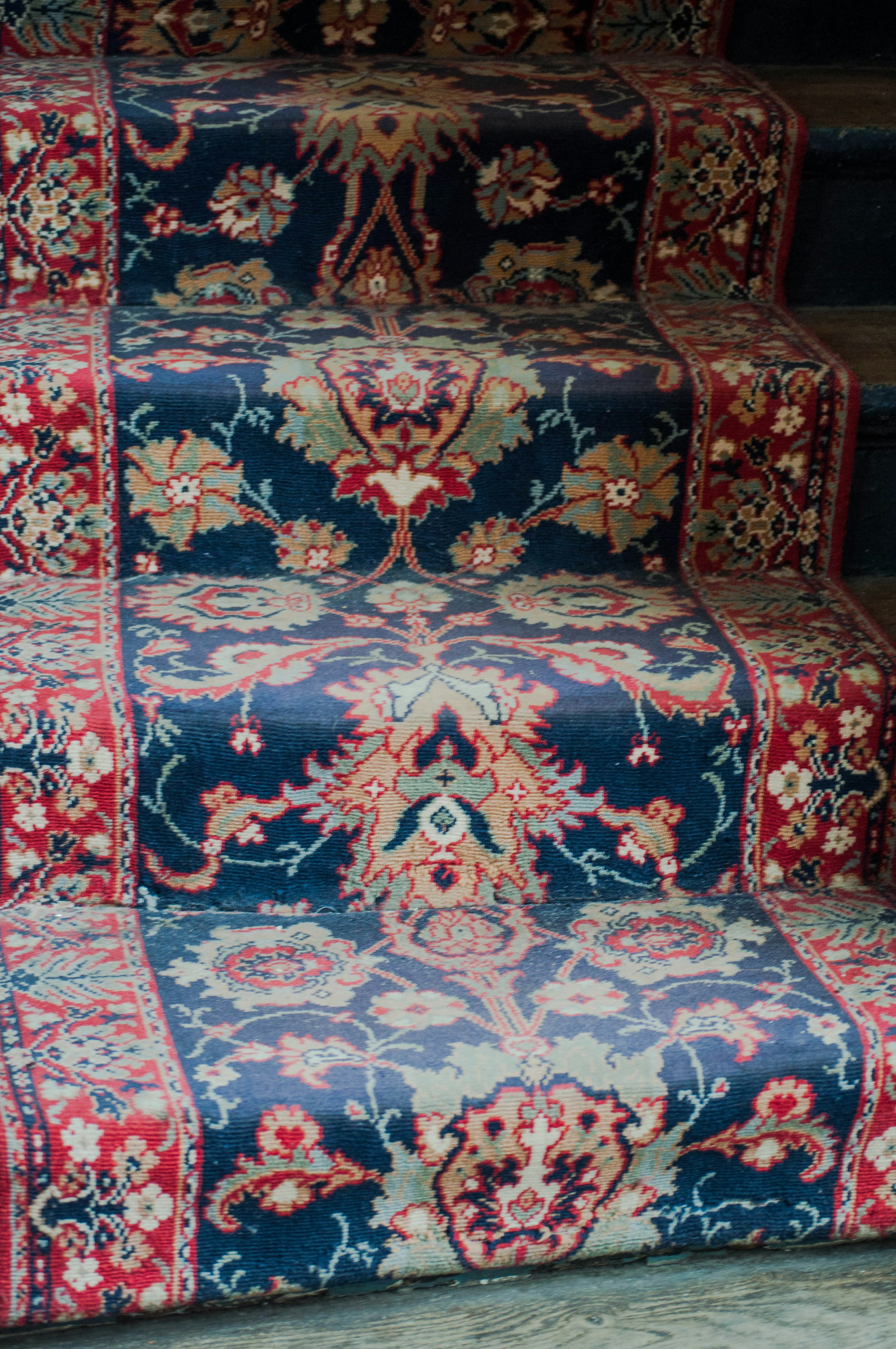 red and white floral sofa